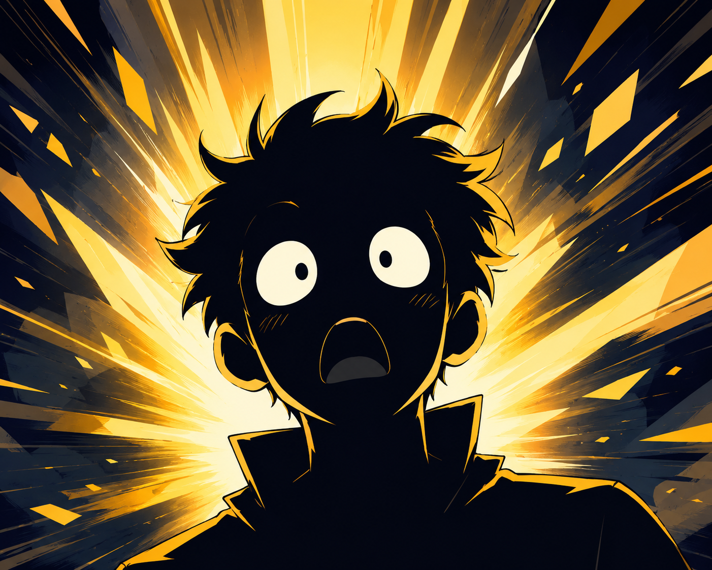 Illustrated silhouette showing a shocked expression during a dramatic reveal moment