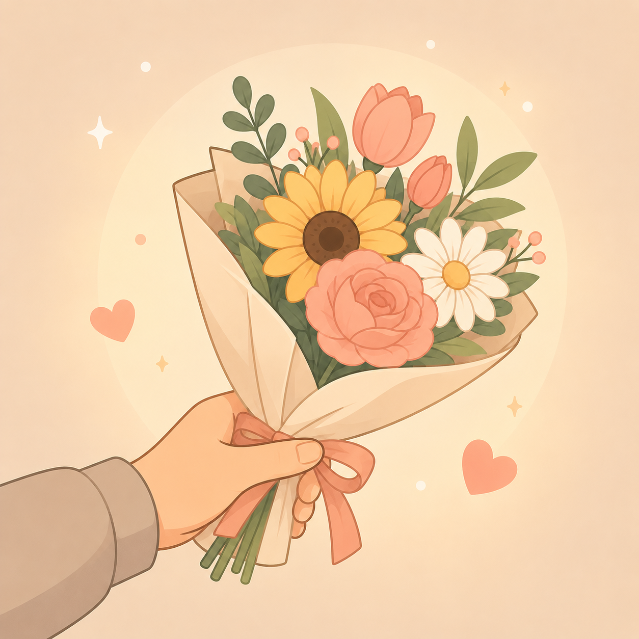 Small bouquet of flowers being offered illustrating sorry gifs